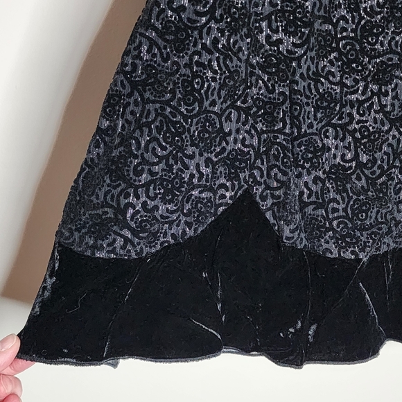 Velvet Burn Out Vintage Black Whimsygoth Y2K Goth Silk Blend Top 14P - Picture 4 of 7